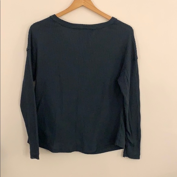 Anthro Akemi & Kin Teal V-Neck Knot Shirt - Picture 5 of 12